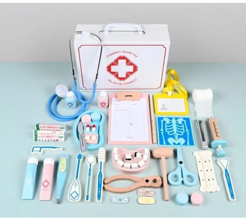 73121 trusă de medic din lemn &icirc;ntr-o valiză