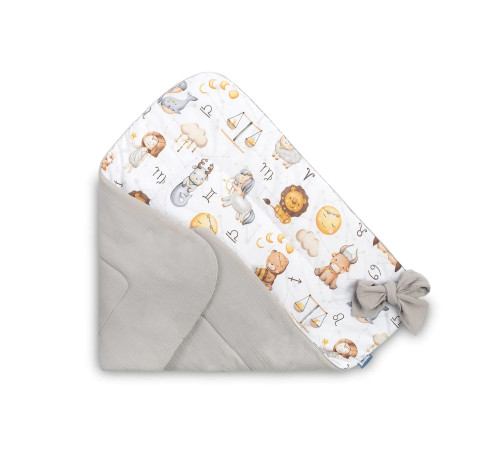 sensillo-70904 plic-păturică din muslin pentru nou-născuți "zodiac" gri 