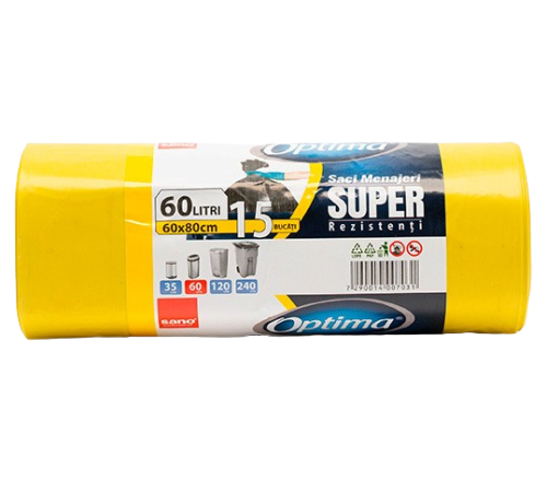 Produse chimice de uz casnic in Moldova sano saci menajeri optima galbeni (60 l) 15 buc. 007031