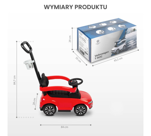 toyz-2560 Машина с ручкой vw t-roc (красный)