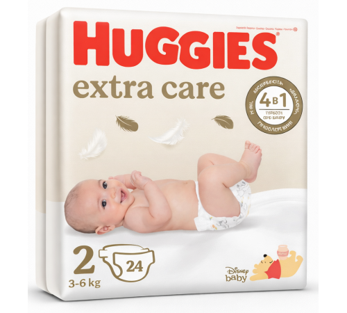  huggies extra care Подгузники 2 (3-6 кг) 24 шт.