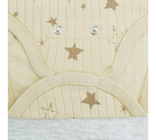 minikin 242130362-68 Набор из 3 ед. растущий "simple" (р.62-68) бежевый звёзды