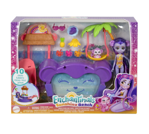 enchantimals htw73 set de joс "meggy maimuță într-o piscină tropicală"