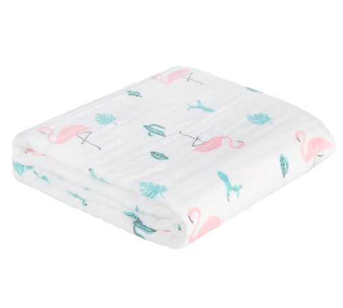  akuku-6712 a0686 pătură din muselină "flamingo" pentru nou-născuți (110 x 105 cm)