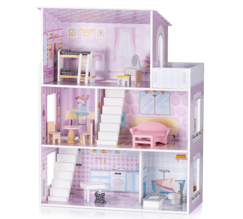 chipolino diwh02407627 Деревянный кукольный домик с 12 аксессуарами