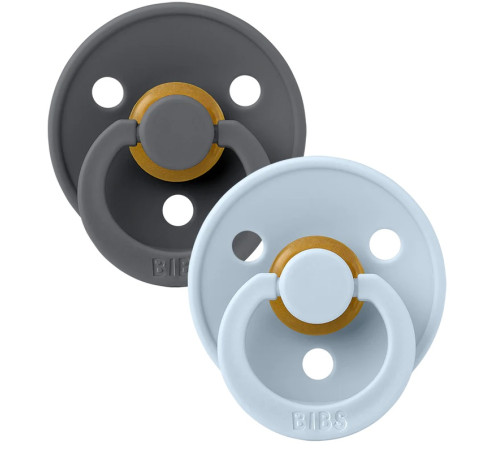  bibs Пустышка круглая латексная color iron & baby blue (18-36 м.) 2 шт.
