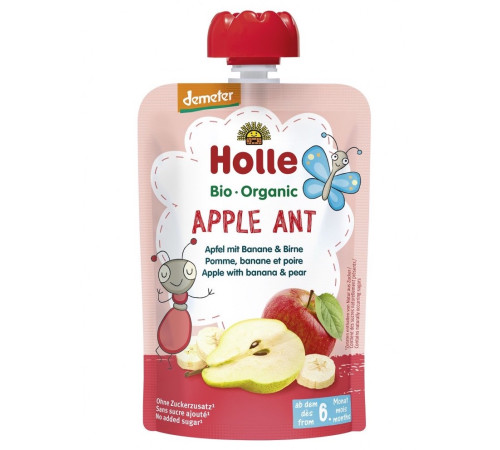 holle bio organic "apple ant" piure de mere, banane si pere (6 luni+) 100 gr.