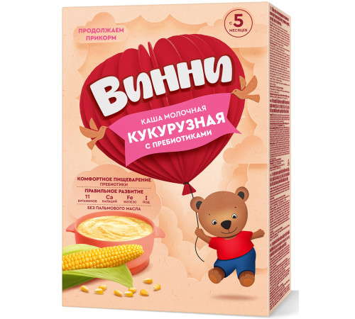 Винни terci din porumb cu lapte cu prebiotice (5 m+) 200 gr.