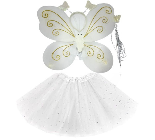  funny fashion zja359660 set aripi de fluture cu fustita, cerc si bagheta (alb/albastru/roz)