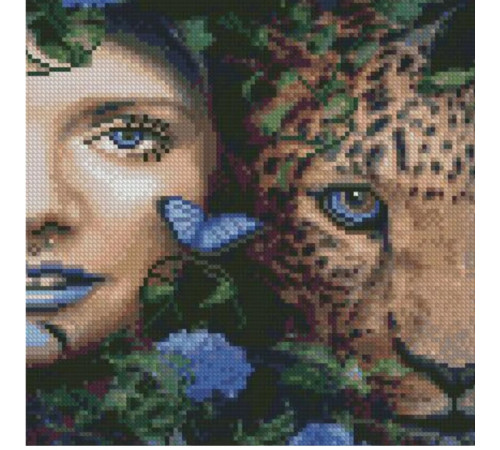  strateg leo ca-0056 Алмазная мозаика "Девушка с леопардом" (30 x 30 см.)