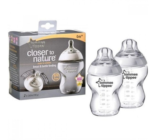 tommee tippee tt0016 Набор из 2 бутылочек "closer to nature" (0 м+) 2 х 260 мл.