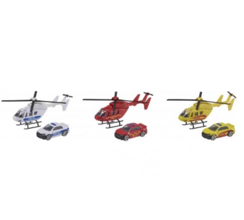 teamsterz 1373612.18 set de elicopter și mașina "asistență de urgență" în sort.