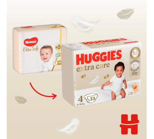 huggies extra care 4 (8-16 кг.) 33 шт.