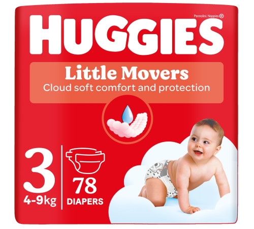  huggies little movers 3 (4-9 кг.) 78 шт.