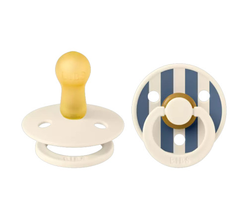 bibs suzeta rotunda din latex "studio" pin ivory & steel blue (6-18 luni) 2 buc.