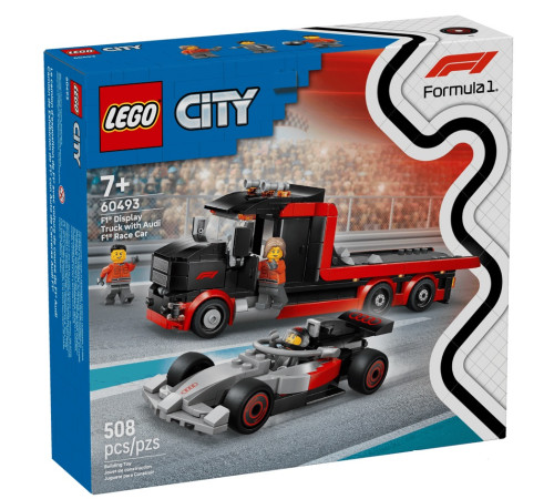 lego city 60493 constructor "camion f1 cu mașină de curse audi f1" (508 el.)