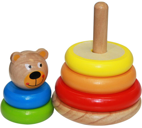 tooky toy tkf004 Деревянная пирамидка "Мишка"*****