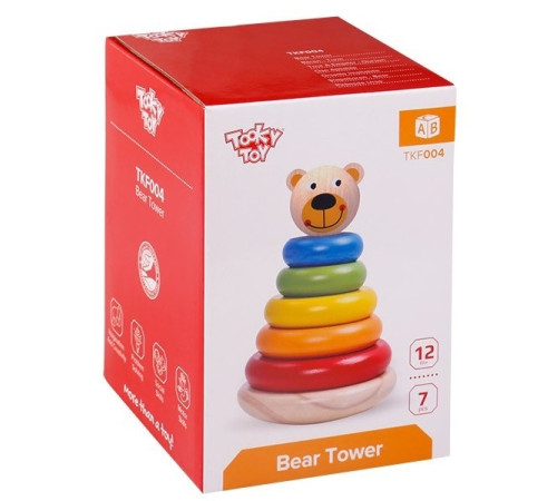 tooky toy tkf004 Деревянная пирамидка "Мишка"*****