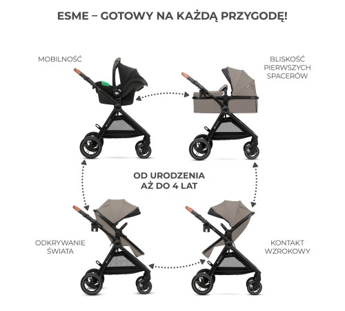 kinderkraft Коляска 3-в-1 esme бежевый