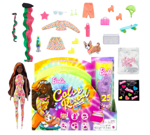 barbie hcd25 papusa surpriza "color reveal neon" in asortiment