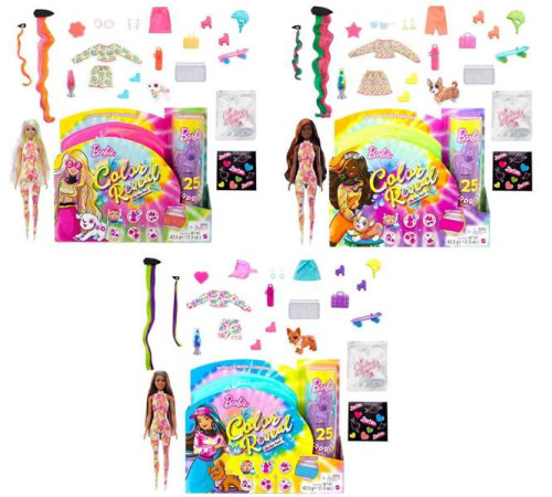 barbie hcd25 papusa surpriza "color reveal neon" in asortiment