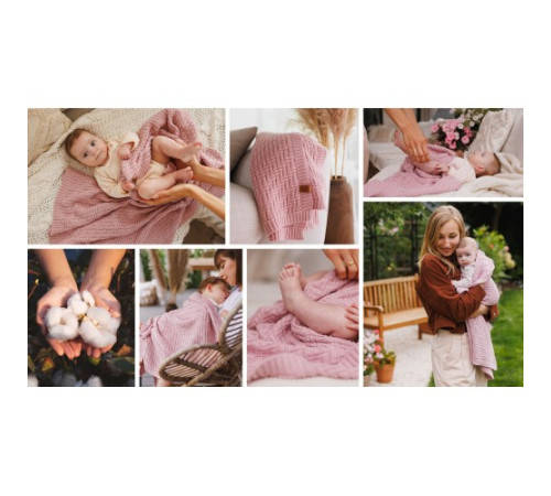 babyono 1647/01 Плед из органического хлопка (75х100 см) розовый