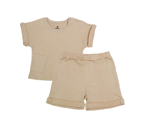  minikin 25062074 set de tricou și pantaloni scurți "naturelle" (m.74) bej