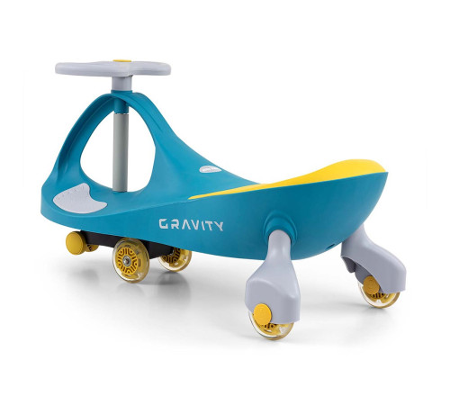 milly mally  59530 mașinuță de &icirc;mpins "gravity" cu roți led (verde/galben)