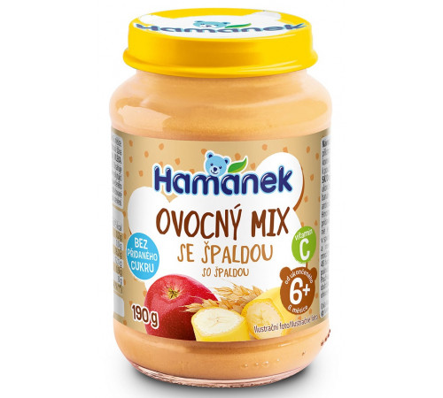  hame piure "hamánek" mix de fructe cu spelta 190 gr. (6m +)
