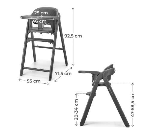 kinderkraft Стульчик для кормления 3 в 1 tino(серый)