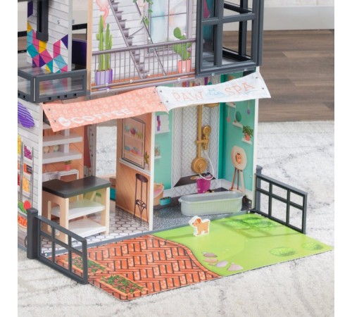 kidkraft 65989 casa pentru păpuși bianca city life dollhouse