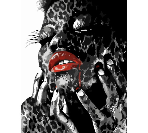  strateg leo va-3425 Картина по номерам "Девушка-леопард" (40x50 см.)