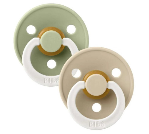  bibs Пустышка круглая латексная color m glow vanila & sage (6-18 м.) 2 шт.