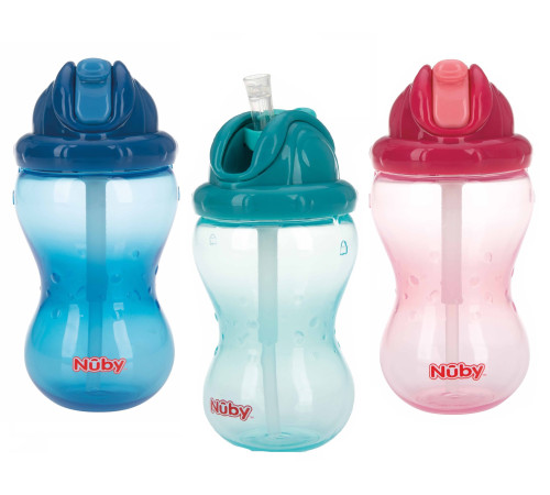 nuby nv0404001 Поильник "no-spill flip-it" c трубочкой (12м+) 360 мл.