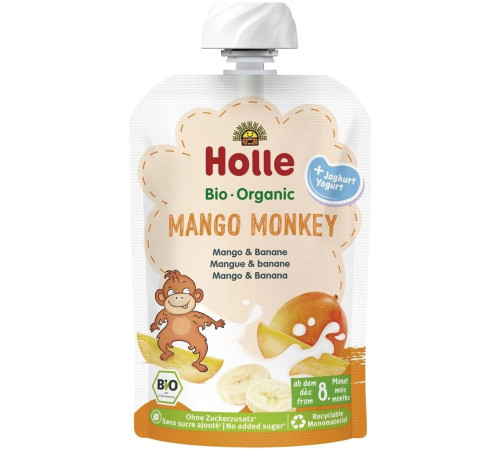  Пюре holle mango monkey из манго и бананов с йогуртом (8 м+)100 гр.