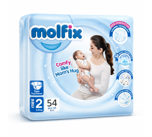  molfix mini scutece 2 (3-6 kg) 54 buc.