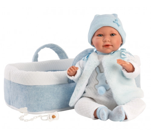 llorens 74011 păpușă interactivă "mimo lloron capazo celeste" (40 cm.)