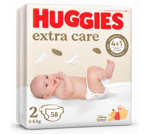  huggies extra care Подгузники 2 (3-6 кг.) 58 шт.