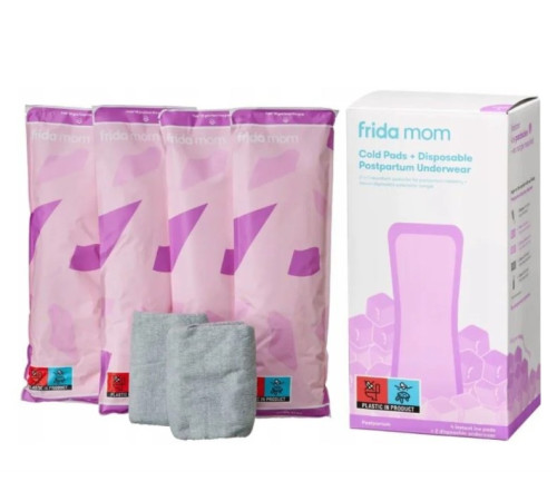 frida mom fri49 set ice maxi: 4 absorbante postnatale cu răcire + 2 perechi de chiloți de unică folosință