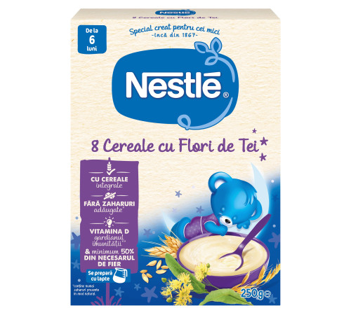  nestle 8 cereale cu flori de tei fara lapte 250 gr. (6 m+)