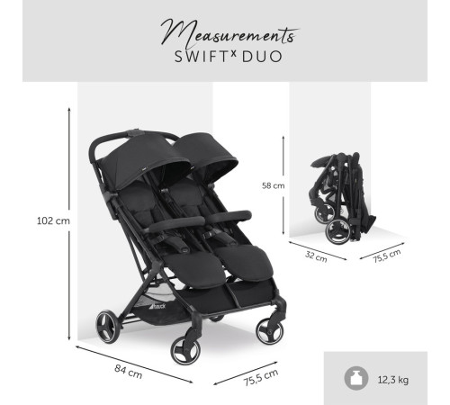 hauck Коляска для двойни swift x duo black