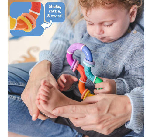nuby nv06029 jucărie gingivala "twist & rattle teether toy with rings" ( 6 luni+)