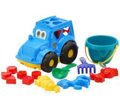 Jucării pentru Copii - Magazin Online de Jucării ieftine in Chisinau Baby-Boom in Moldova cp 0343 sortator-tractor "Кузнечиk" №3: tractor cu insertii , caldare,lopata,grebla,trei forme pt ni