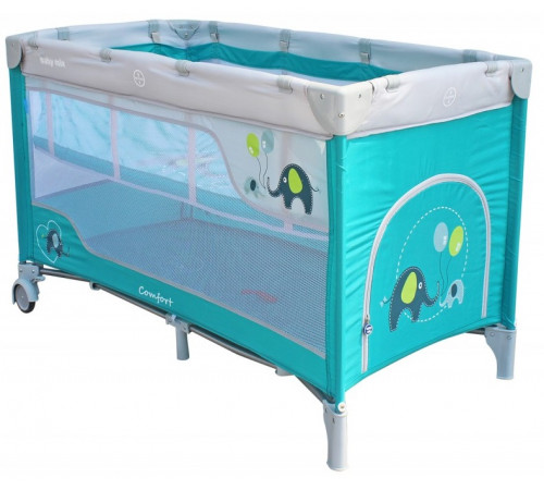  baby mix hr-8052-214 Детский манеж-кровать (голубой/слоники)