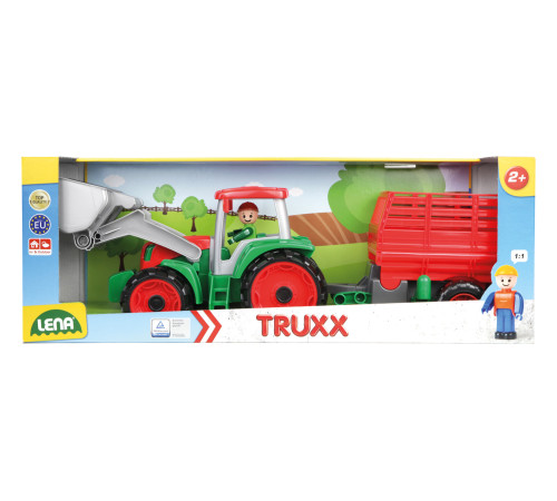 lena 04428 Игрушка "Трактор с прицепом" (55 см.)