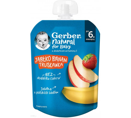  gerber piure "mere-banana-capsuni" (6 m+) 80 gr.