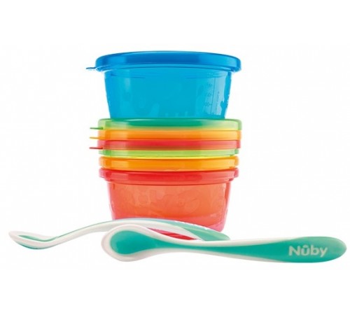 Аксессуары и средства для кормления в Молдове nuby nv0501004 Набор посуды для ланча 4 контейнера 2 ложки (300 мл.)