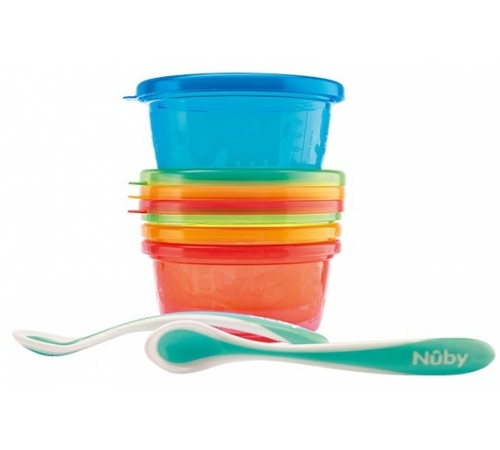  nuby nv0501004 set de prânz - 4 recipiente 2 linguri (300 ml.)