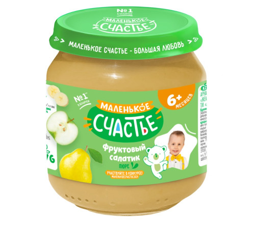 "Маленькое счастье" piure salată de fructe (6 luni+) 90 gr.