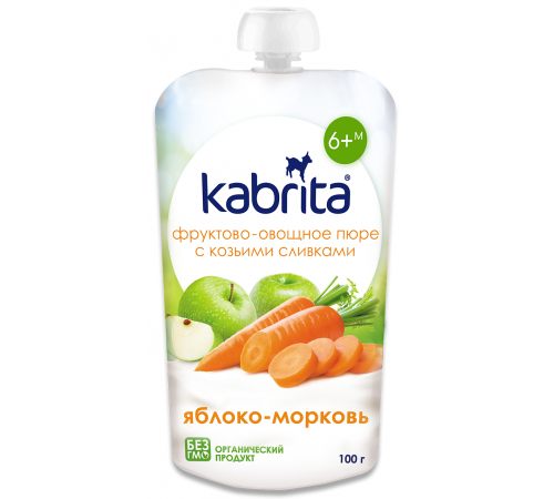 Детское питание в Молдове kabrita Пюре с козьими сливками "Яблоко-морковь"(6 м+) 100 гр.